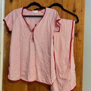Lake Pajamas - Red and White Striped Maternity Set